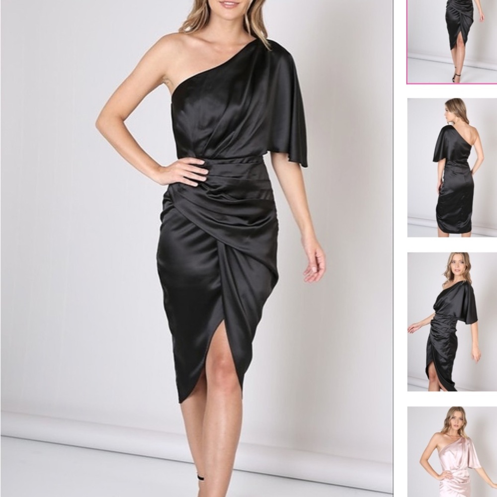 DO+BE Black Asymmetrical One Shoulder Cocktail Dress